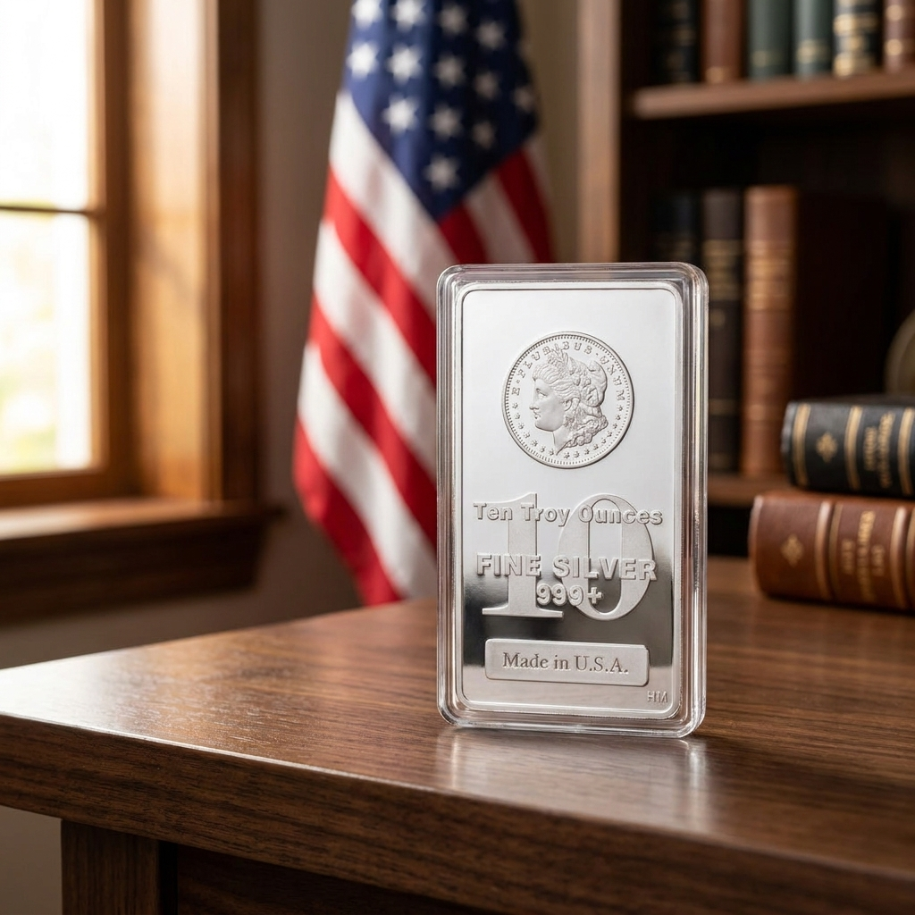 American Eagle bar displayed on a desk with flag