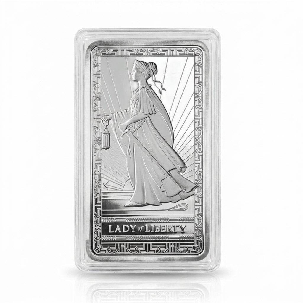 Lady Liberty silver-plated collectible bar 10 oz