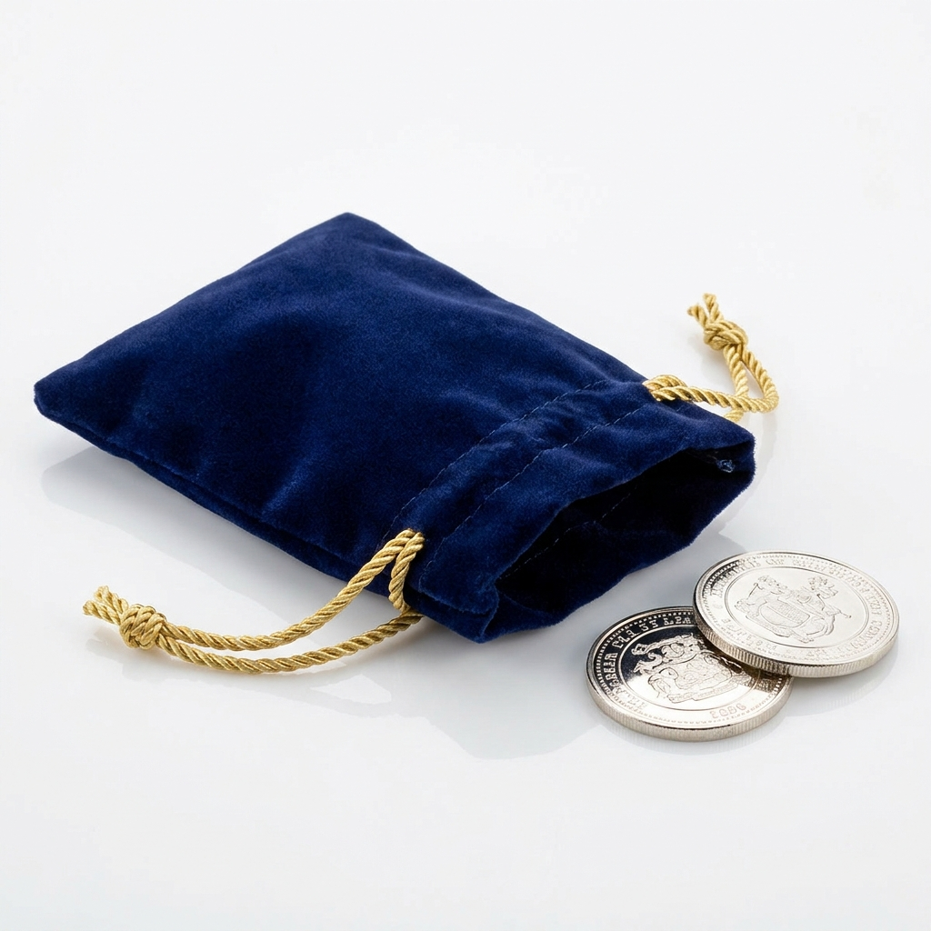 Navy velvet coin storage pouch