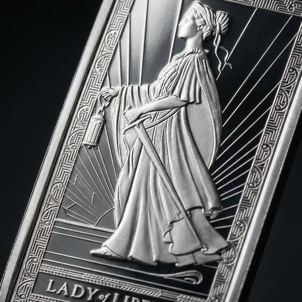 Lady Liberty engraving detail