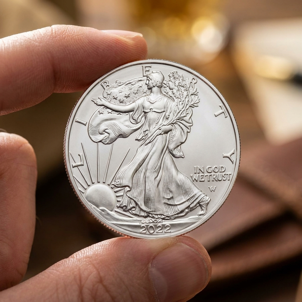 American Eagle coin held in hand