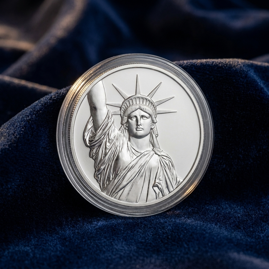 Statue of Liberty coin on velvet