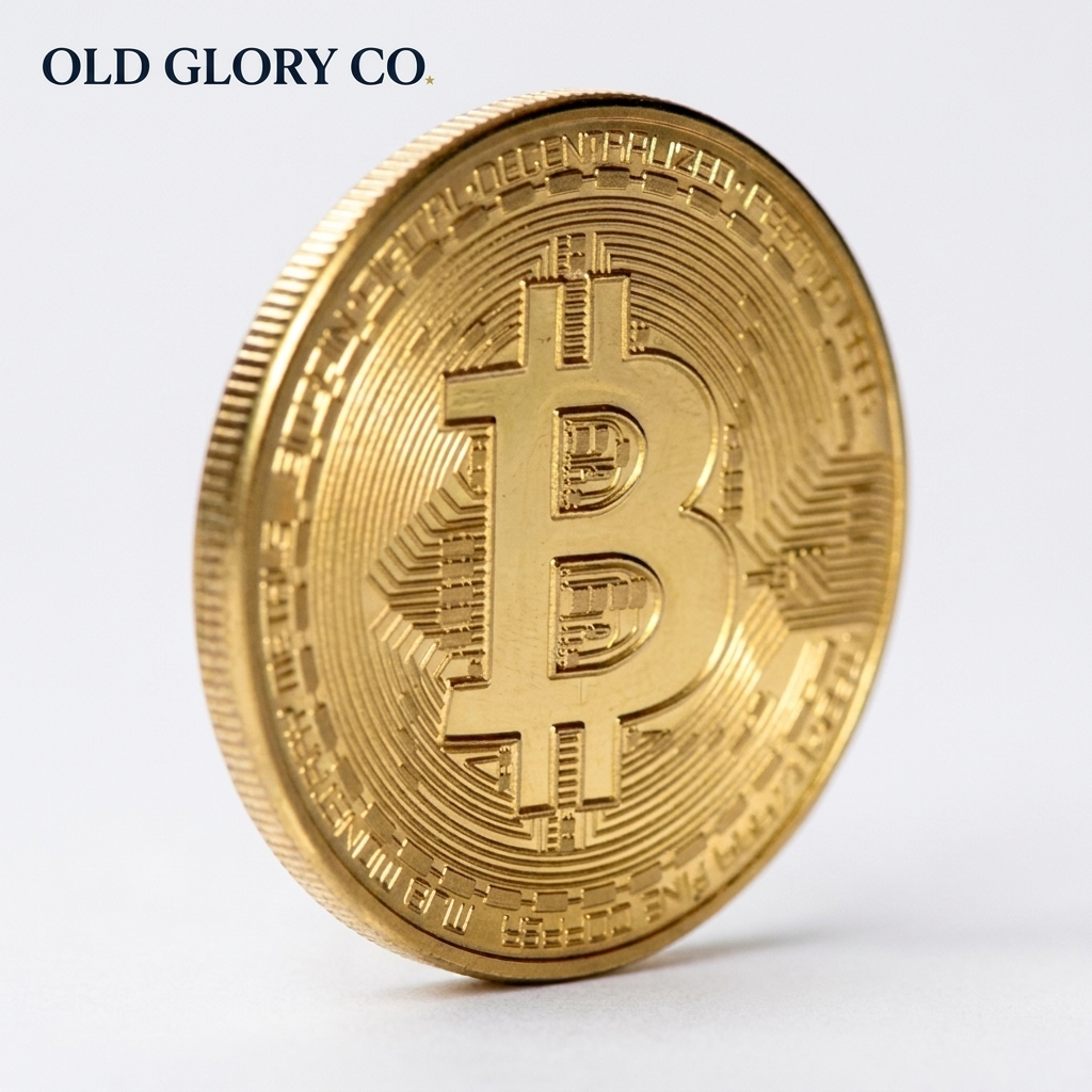 Bitcoin coin branded Old Glory Co.